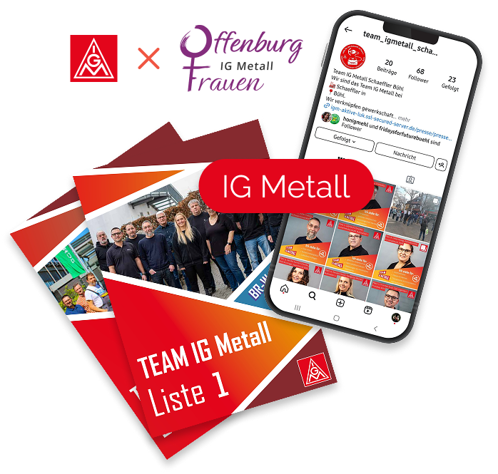 Collage aus Arbeiten für den Kunden: IG Metall