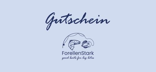 Gutschein ForellenStark mit hellblauem Hintergrund