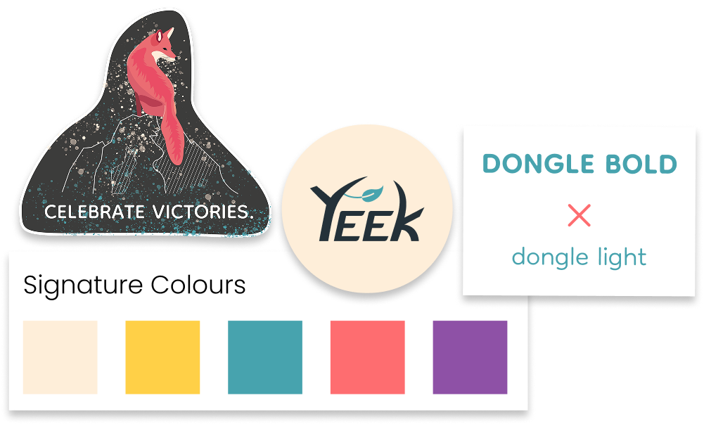 Collage aus Elementen des Corporate Design Yeek